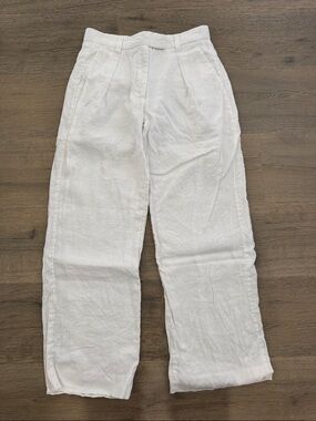 NWOT Abercrombie & Fitch Linen Wide Leg Pants White 26S